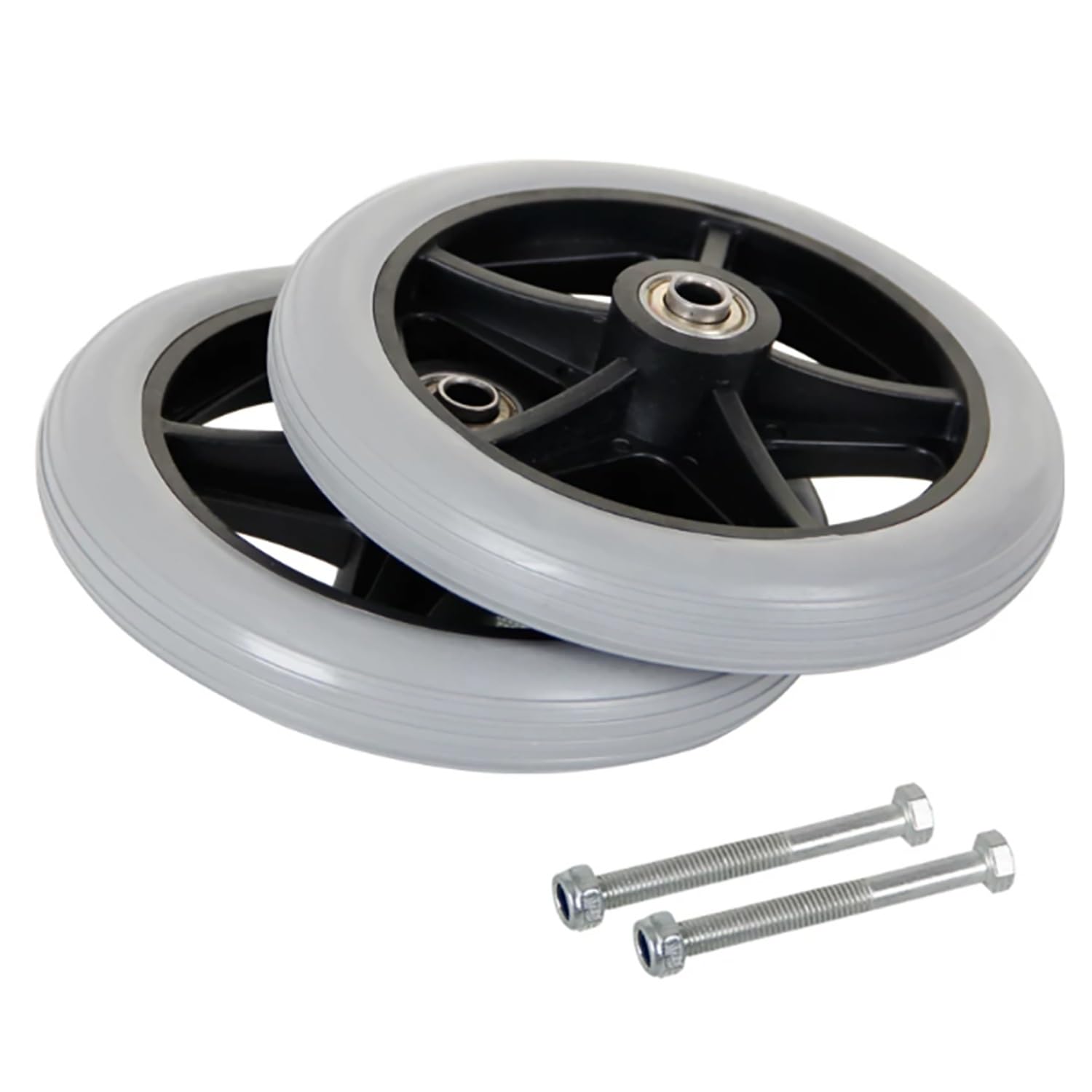 Ruedas de Repuesto Ruedas Delanteras para Sillas de Ruedas Diámetro 14/17/19cm, Resistentes al Desgaste Ruedas de Repuesto Sólidas para carros(Gray,8inch/20cm)