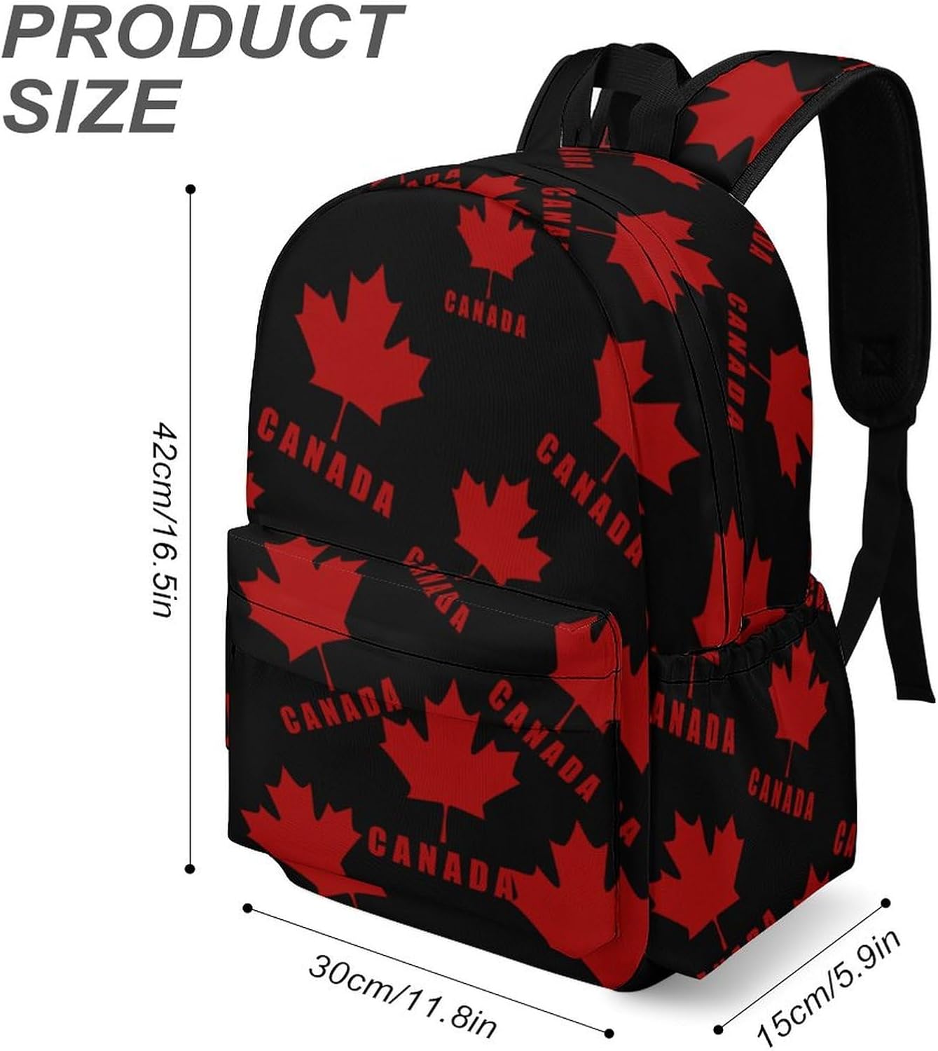 Canada Maple Logo Cute Backpack Causal Daypack Travel Laptop Backpack Funny Print for Men Women 12 X 5.9 X 16.5 Inch, 42x30x15cm