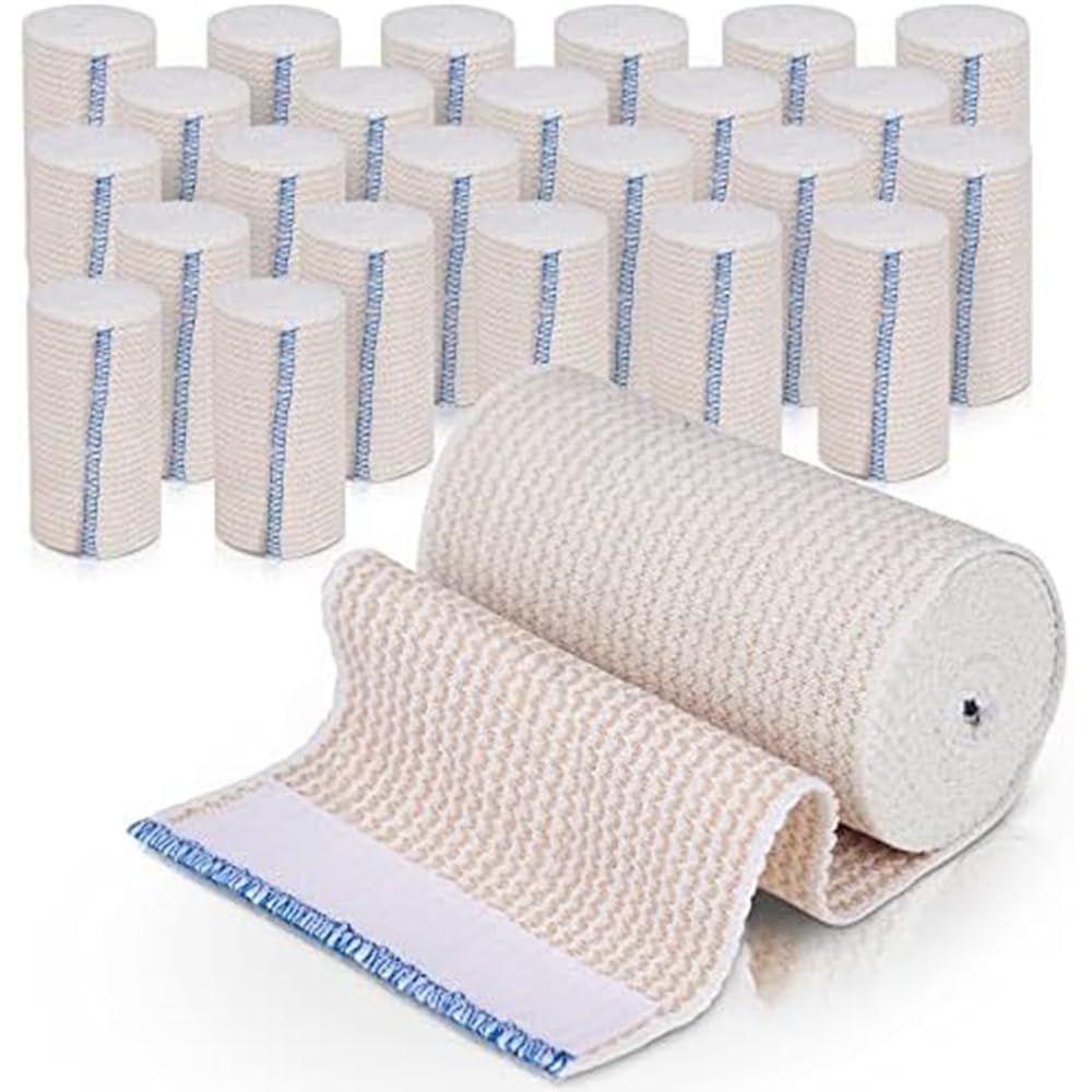 GT Premium Elastic Bandage Wrap (4" 25 Pack) - Hook &amp; Loop Fasteners at Both Ends - Latex Free Hypoallergenic Compression Roll - Reusable Bandages for Waist, Legs, Elbow &amp; Knee Wrap