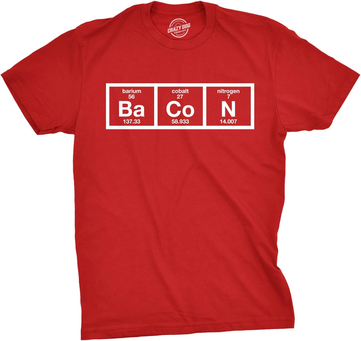 Crazy Dog T-ShirtsMens The Chemistry of Bacon T Shirt Funny Nerdy Graphic Periodic Table Science
