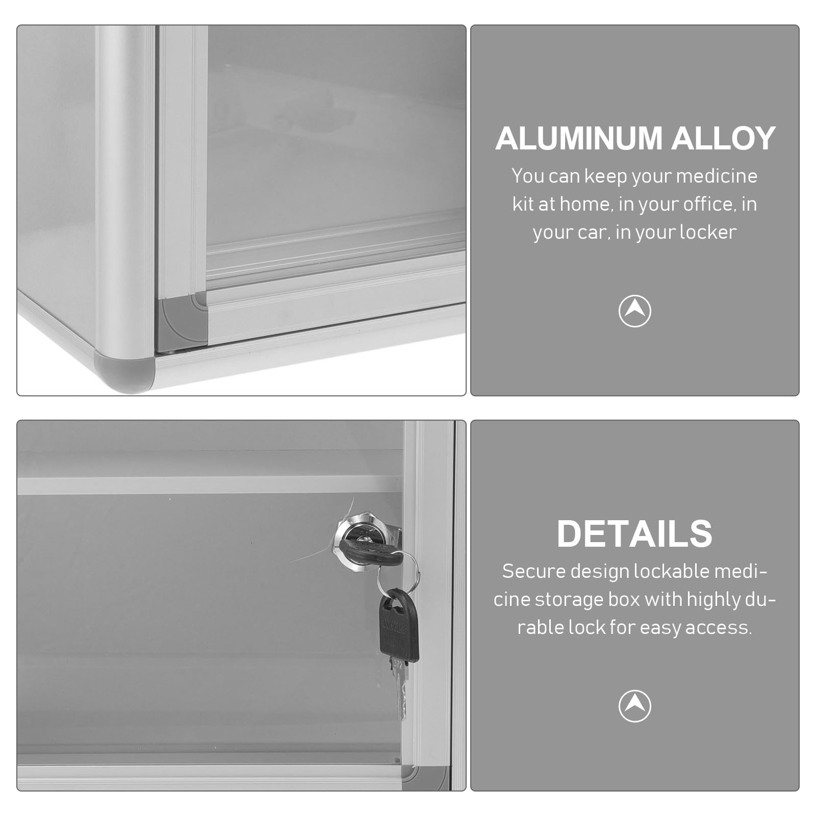 PRETYZOOM Botiquín para Medicamentos de Pared Cerradura de Aleación de Aluminio Diseño Seguro y Cierre Conveniente para Actividades al Aire Libre y Camping