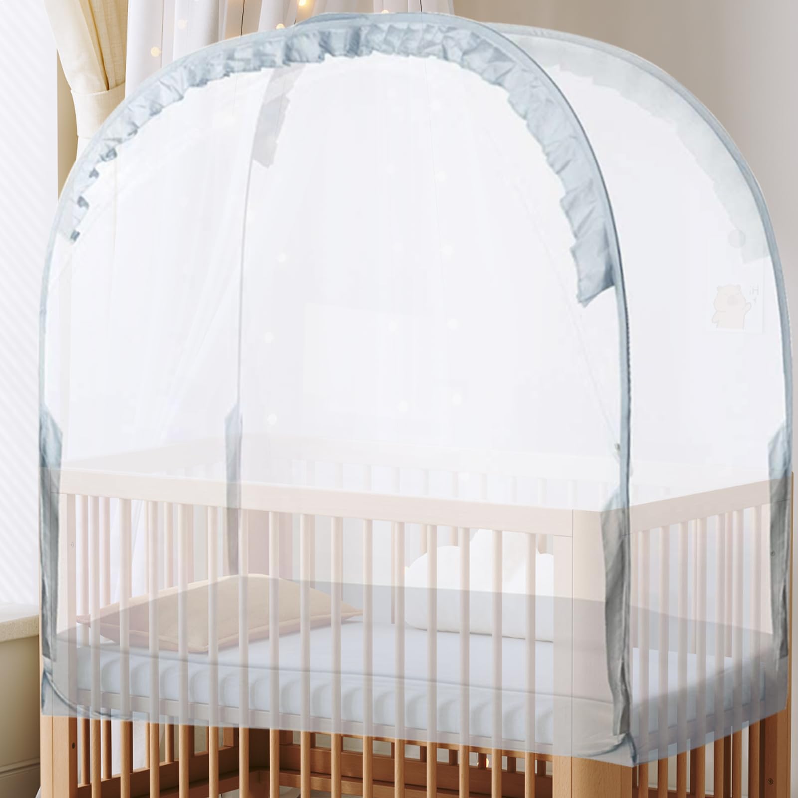 Kinderbett Moskitonetz, Crib Zelt Baby Sicherheit Krippen Zelt Infant Pop-up Moskitonetz, Atmungsaktives Mesh Pop-up-Bettschutz Für Kleinkinder Kinder Kinderzimmer Schulreisen 70x130x140 cm