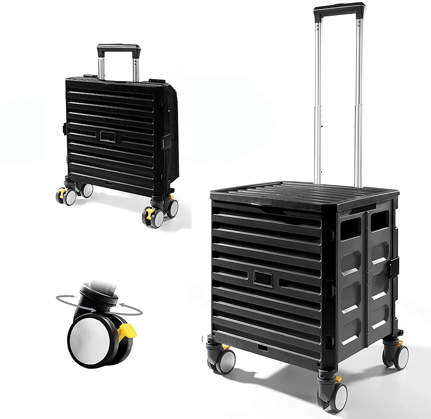 Buy Rolling Crate with 4 Wheels, Collapsible Cart with Handle, Foldable
