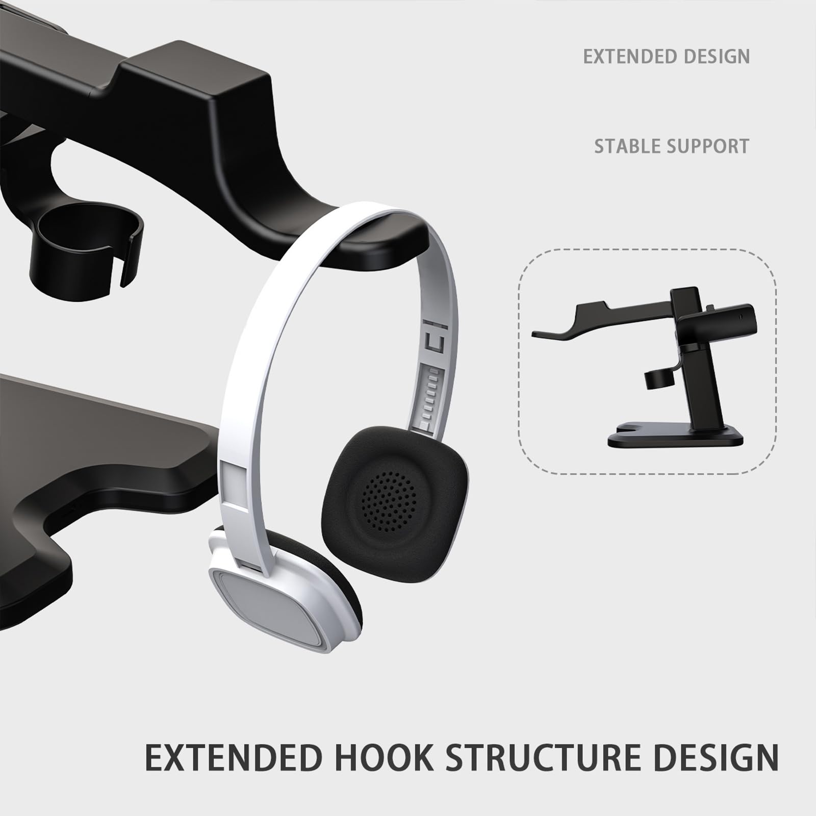 Práctico soporte de carga para auriculares para un fácil acceso a dispositivos y gafas