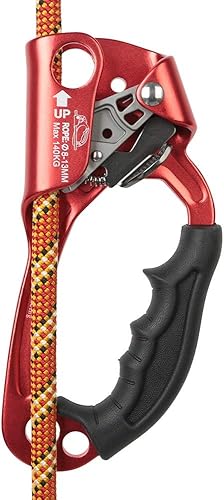 SZCQ SRT - Equipo ergonómico para escalada de mano ascendente de aviación de aleación para montañismo, roca de rappel, mango izquierdo, arborista
