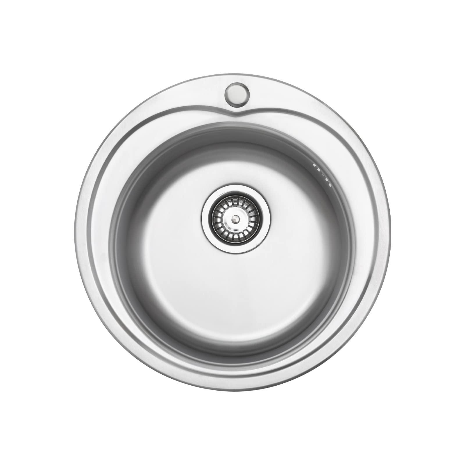 JASSFERRY Kitchen Sink Drop-in Stainless Steel Single 1 Round Bowl Caravan with Tap Hole 490 x 490 mm