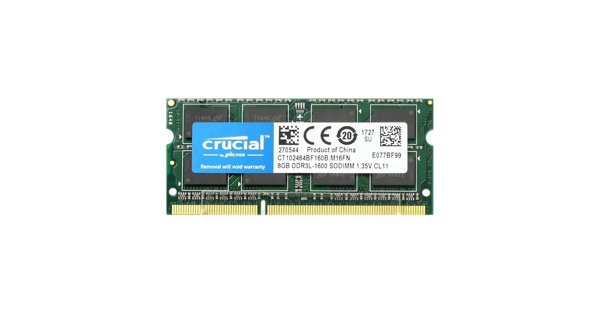 Crucial RAM 8GB DDR3 1600 MHz CL11 Laptop Memory CT102464BF160B
