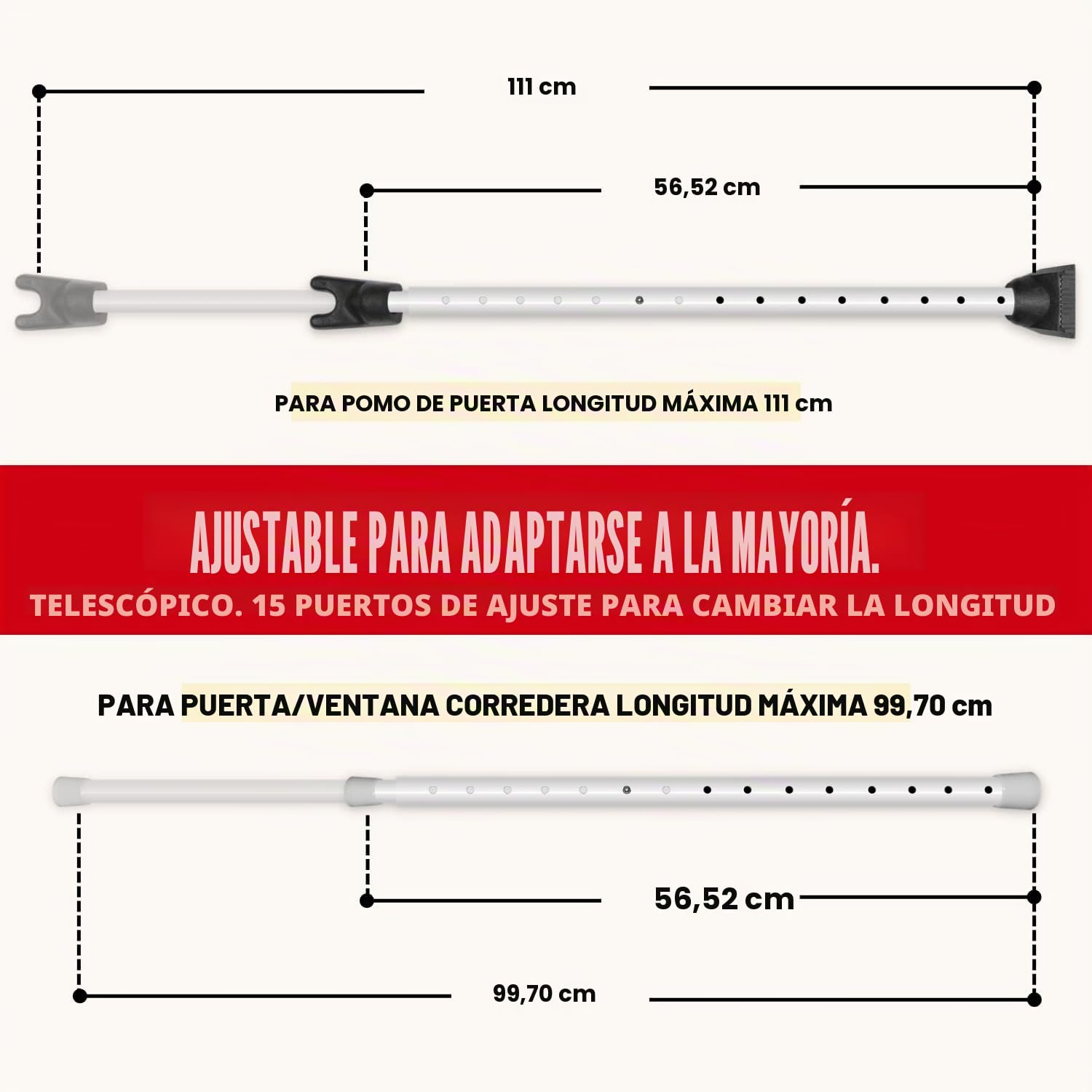 Securityman Barra de seguridad para puerta con alarma, seguridad para puerta corrediza, tope de puerta (alarma extra fuerte de 120 dB) disfruta de la tranquilidad con el tope de puerta duradero y
