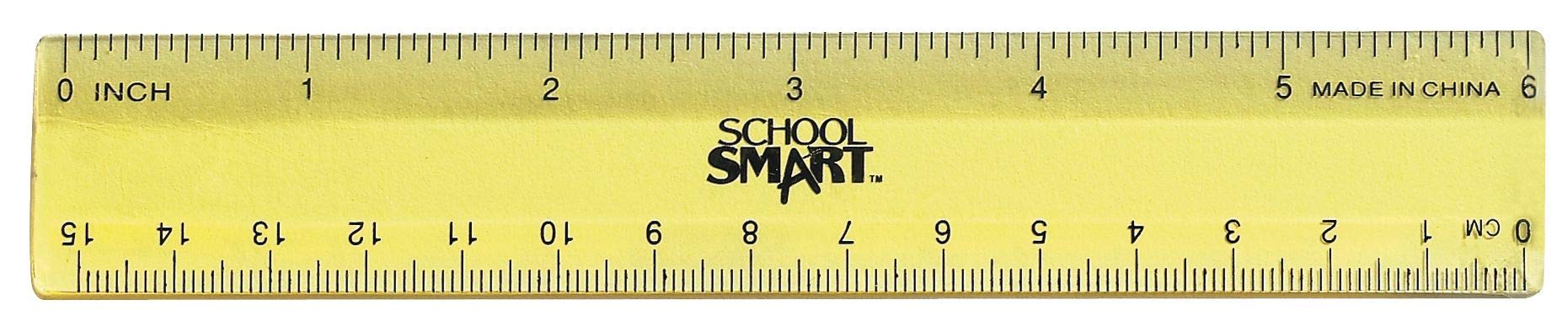 School Smart1473613 Lightweight Strong Plastic Ruler 6 Inches, Pack of 6,High Gloss