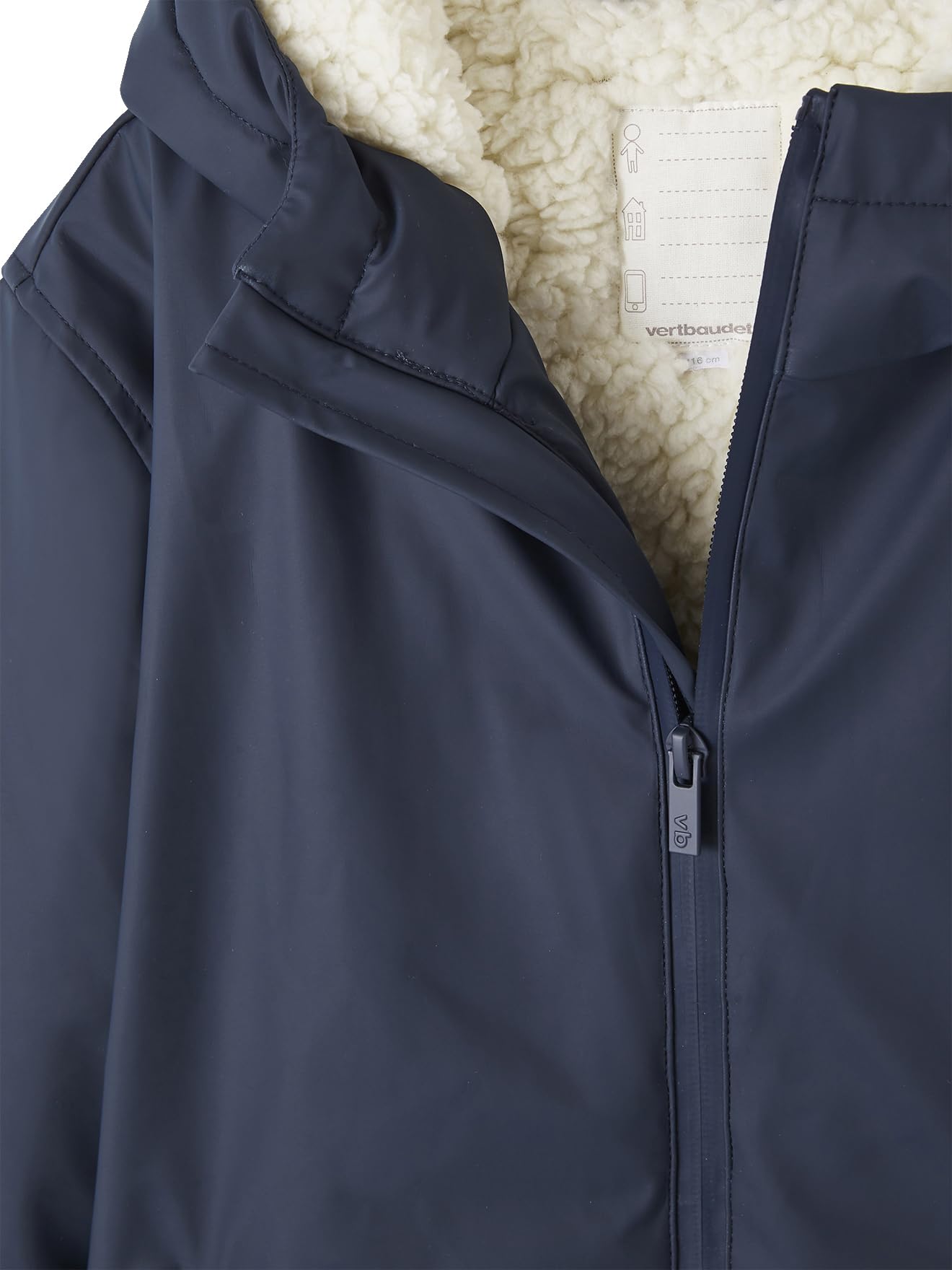 Vertbaudet Jungen Regenjacke mit Kapuze & Teddyfleece-Futter