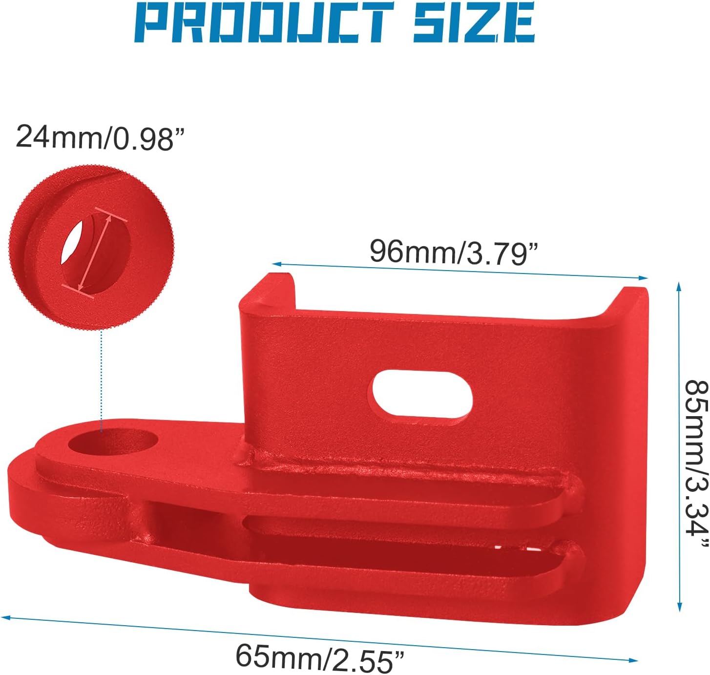 Front Tow Hook Bracket with 3/4 inch Shackle Mount Compatible with Toyota Tacoma 2009-2023 Red