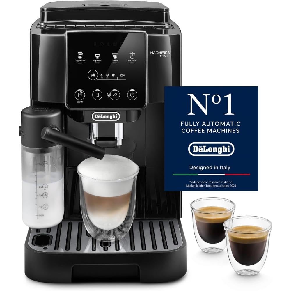 De'Longhi Fully Automatic Coffee Machine MAGNIFICA START Bean to Cup Espresso Machine, 6+ Functions for Espresso, Americano, Cappuccino, Latte, Macchiato & More Recipes ECAM220.60.B (Made in Europe)