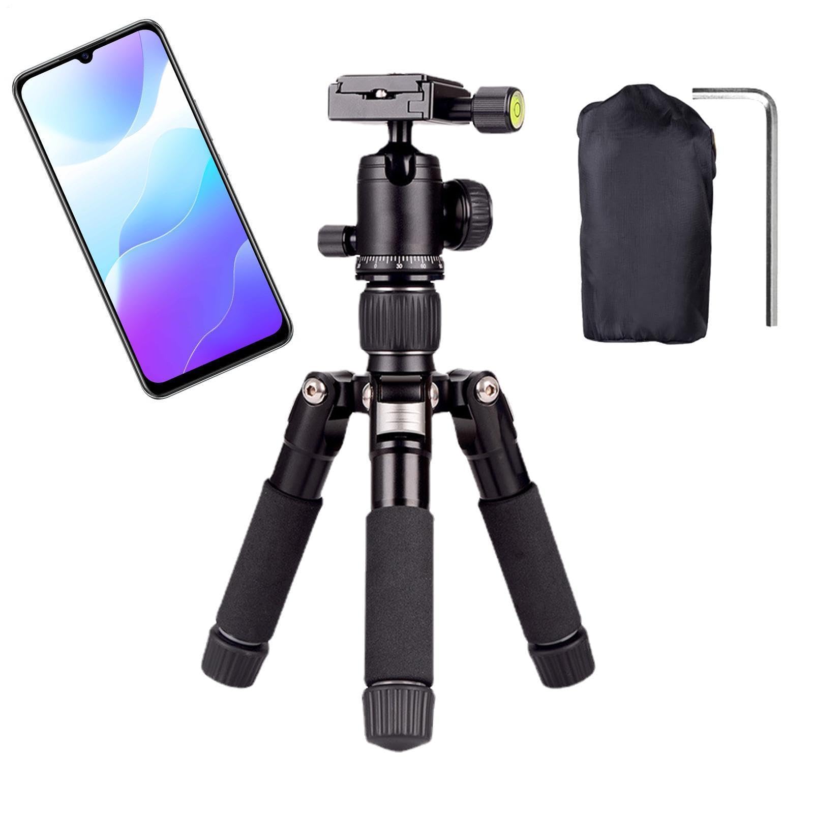 Treppiede da tavolo, in lega di alluminio-magnesio, treppiede per | fotocamera SLR, supporto per telefono live streaming, con borsa e chiave per selfie, fotocamera, live streaming
