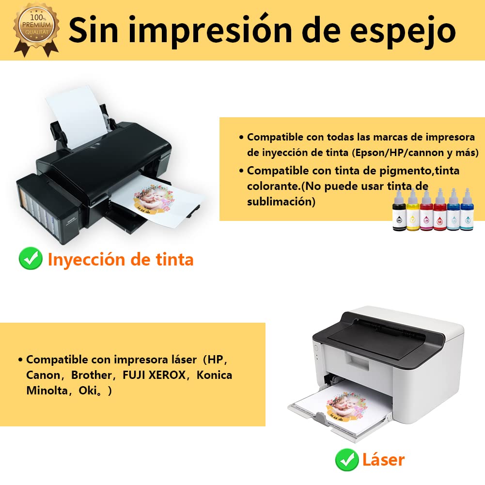 TransOurDream-Papel de Transferencia Para Camiseta Clara,3.0 Ahorro*protección del medio ambiente (A5X10 Hoj.),Papel Transfer Apto Tinta o Láser,vinilo HTV,Perfecto para Fiesta.ES-03-10A5