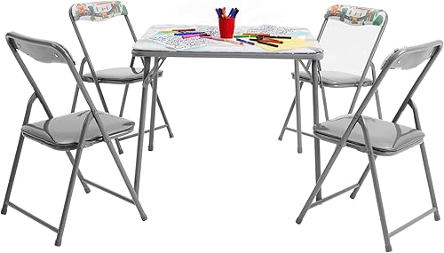 Flash Furniture Mindy Kids - Juego de mesa y sillas cuadradas plegables de 5 piezas para guardería y aulas, juego de mesa de actividades y sillas