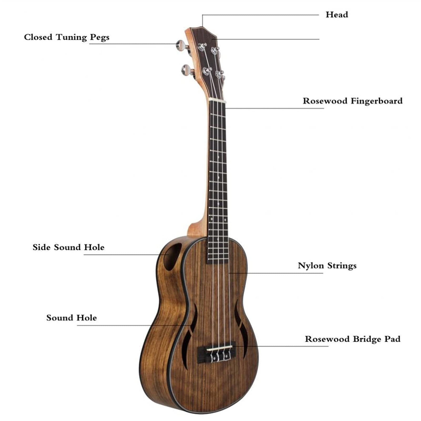 Ukulele koncertowe Początkujący Ukulele Ukulele 23/26 cale18 Fret Cztery Struny Saxophone Beginner Ukulele Guitar Koncert Tenor Ukulele Walnut Wood Hawaje Gitara (Size : 26 inches)