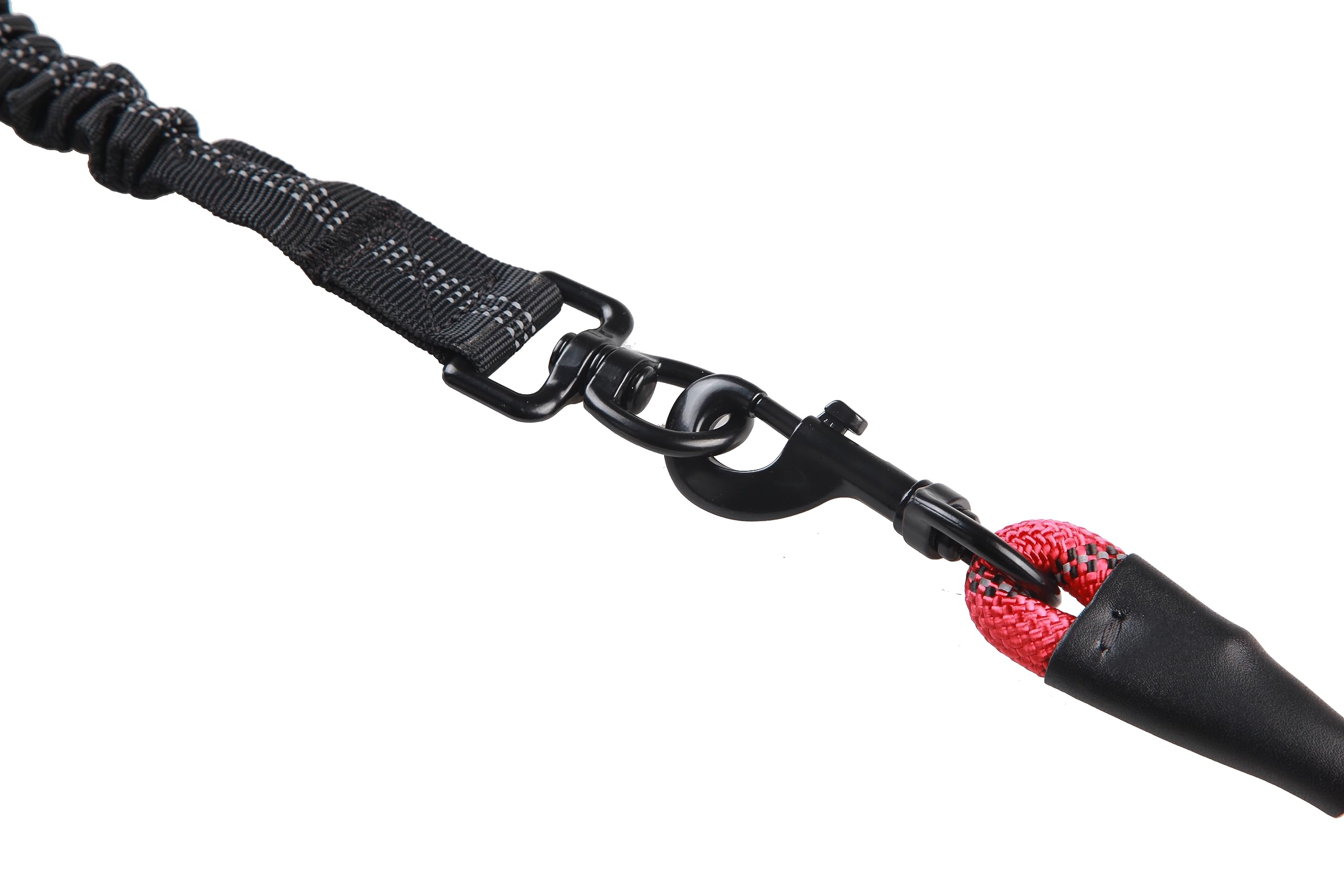 Hundeleine - Länge ca. 2m - Robust mit Karabiner- Ruckdämpfer - komfortabel gepolsterter Griff - reflektierende Leine - Bungee Hundeleine (Grün)