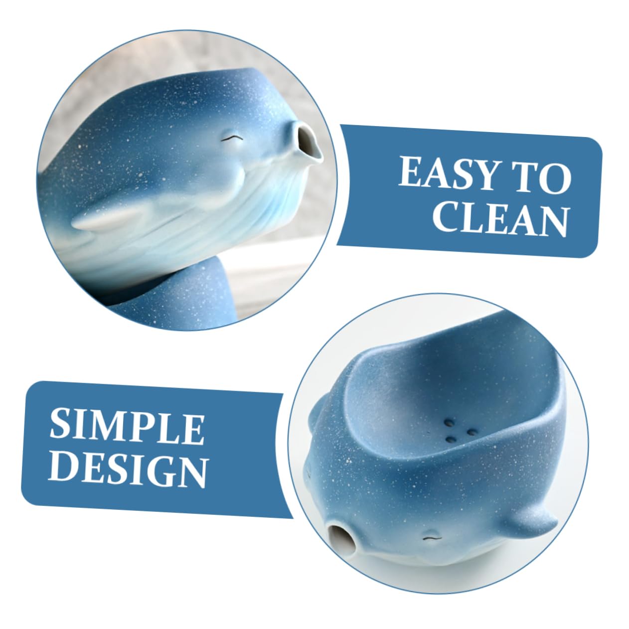 Jabonera con Forma de Ballena de Cerámica Drenaje Automático | Decoración para Baño y Hogar, Diseño Adorable, Fácil de Limpiar, Mantiene la Pastilla Seca