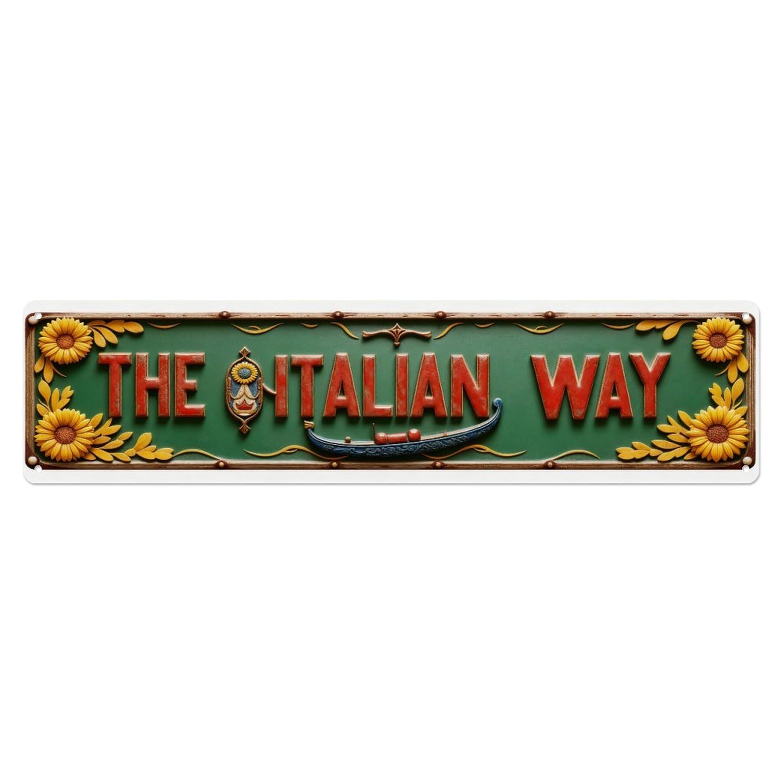 Italian Way Sign Pattern Metal Tin Sign Plaque