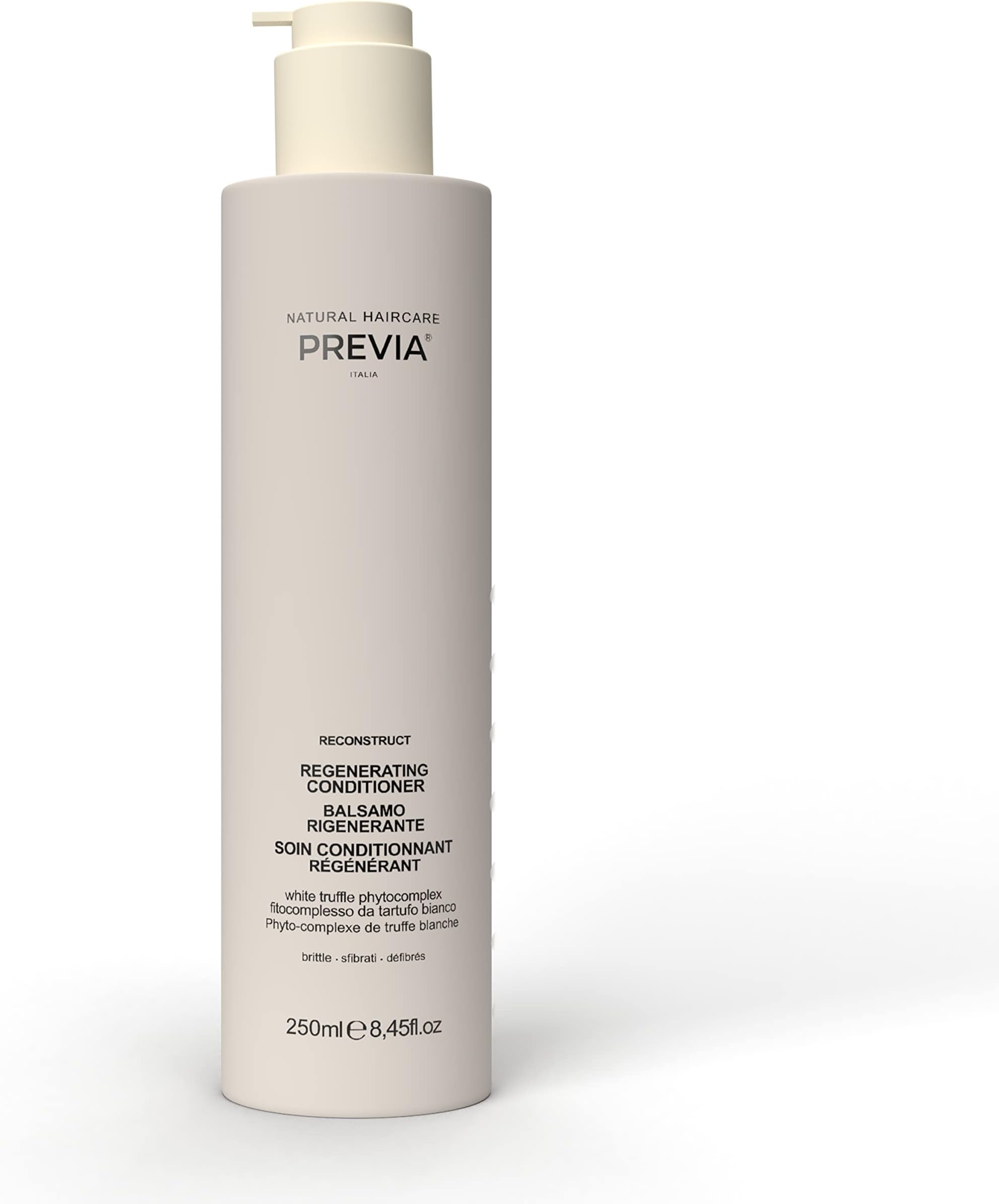 PREVIAReconstruct Regenerating Conditioner for Damaged Hair Deep Hydrating Formula with Organic White Truffle Extract Moisturizing Vegan Conditioner for Dry Brittle Hair 8.45 oz