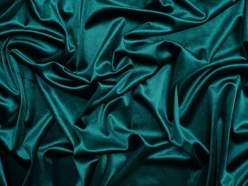 Minerva Teal Glossy Panne Velvet Stretch Knit Fabric for Dressmaking - 150cm Wide - per metre