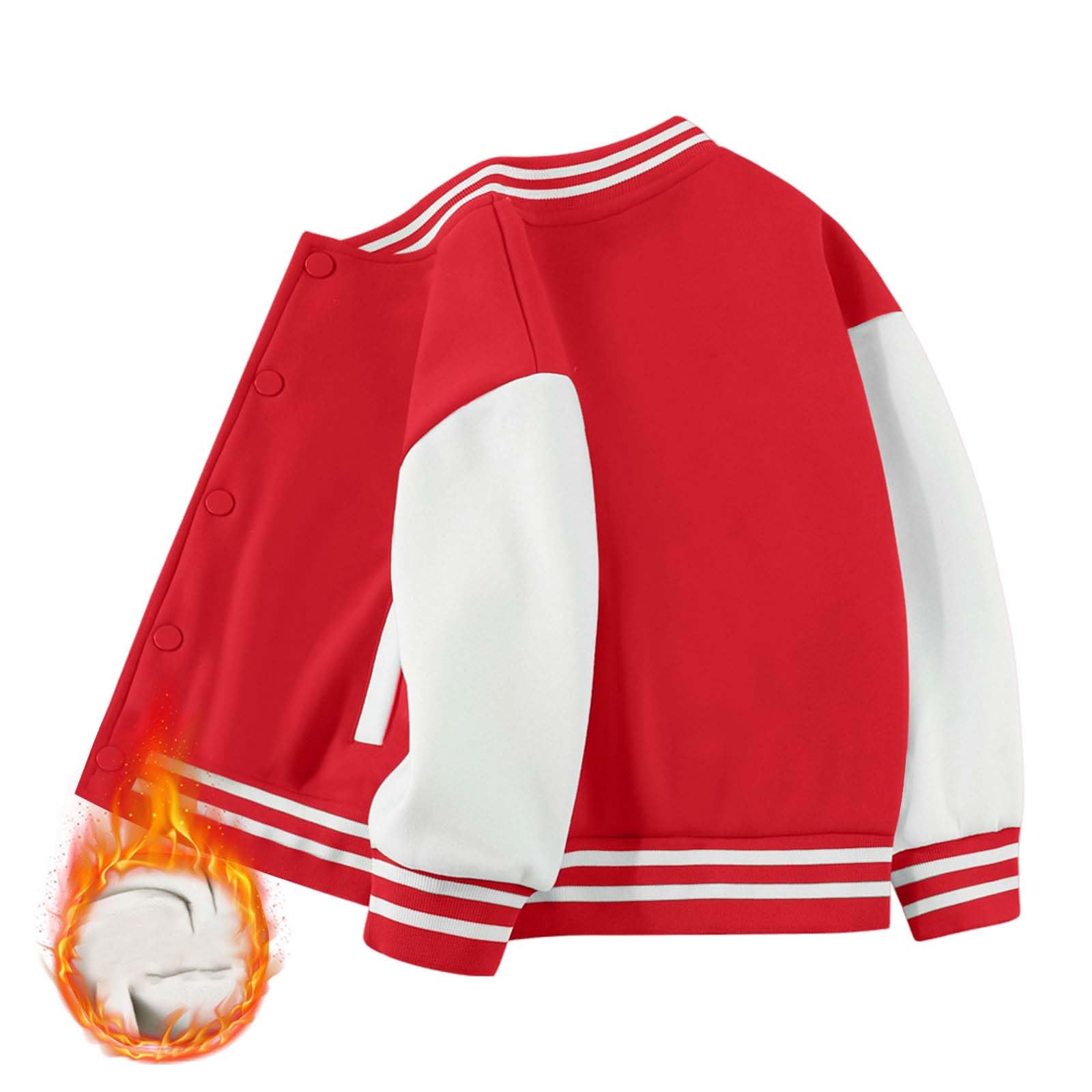 Genérico Chaqueta de Béisbol para Niños Pequeño Sudadera de Forro Polar con Bolsillos Chaqueta Bomber para Niñas Manga Larga Cuello Alto Grueso Cálido Casual Deportivo