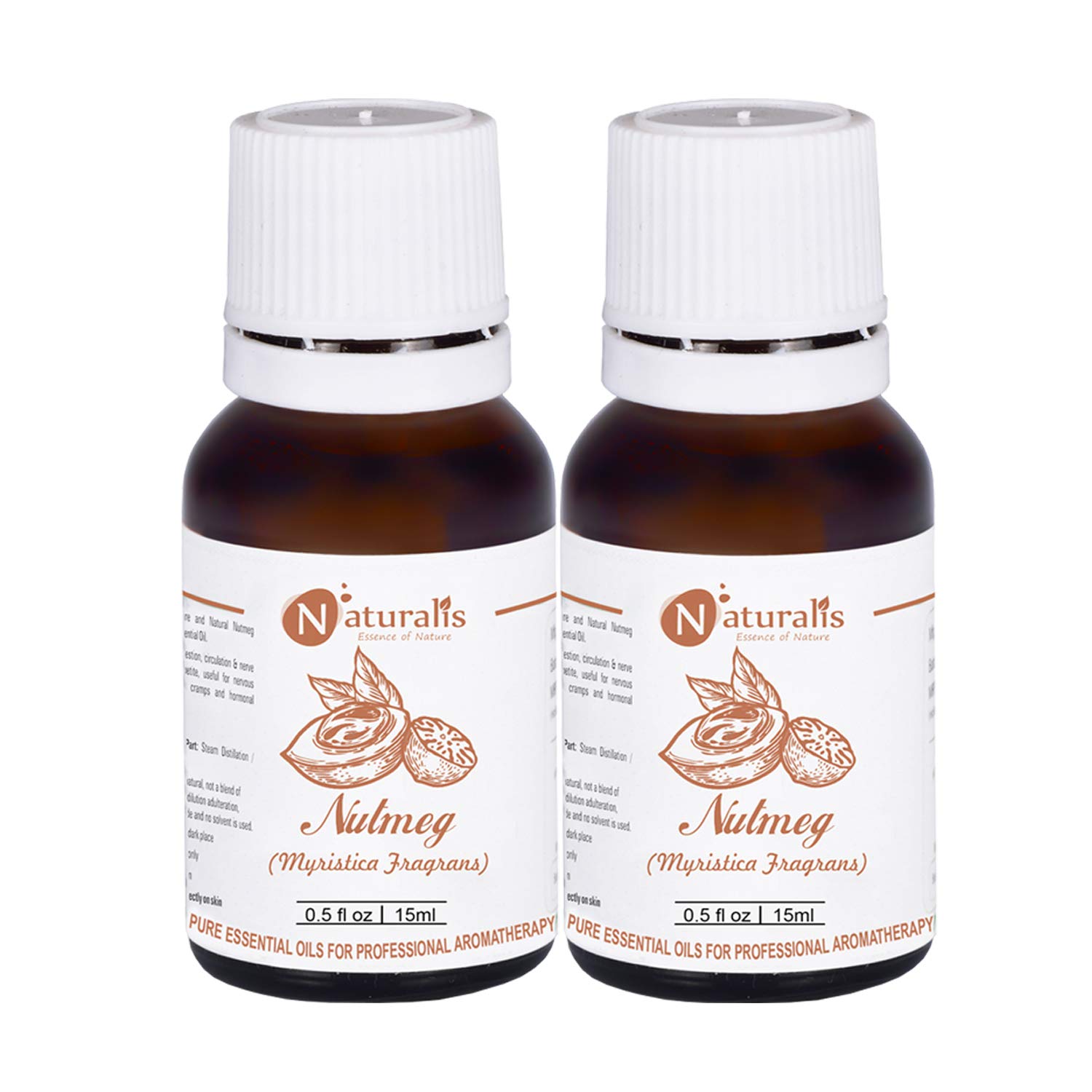 Naturalis Essence of Nature Nutmeg Essential Oil 100% Undiluted Pure and Natural Therapeutic grade for Joint and Knee Massage, Skin Care, Acne & Hair care - 15ml (Pack of 2)