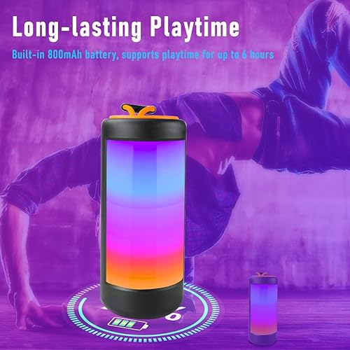 Miniatura 4 de Altavoz inalámbrico portátil de dientes azules impermeable para viajes al aire libre, pequeño mini sistema de sonido estéreo de 10 W, soporte de luz