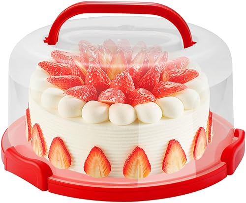 Soporte redondo para tartas de 10 pulgadas, con tapa y asa para almacenamiento de transporte, bandeja para pasteles, soporte para cupcakes, caja de