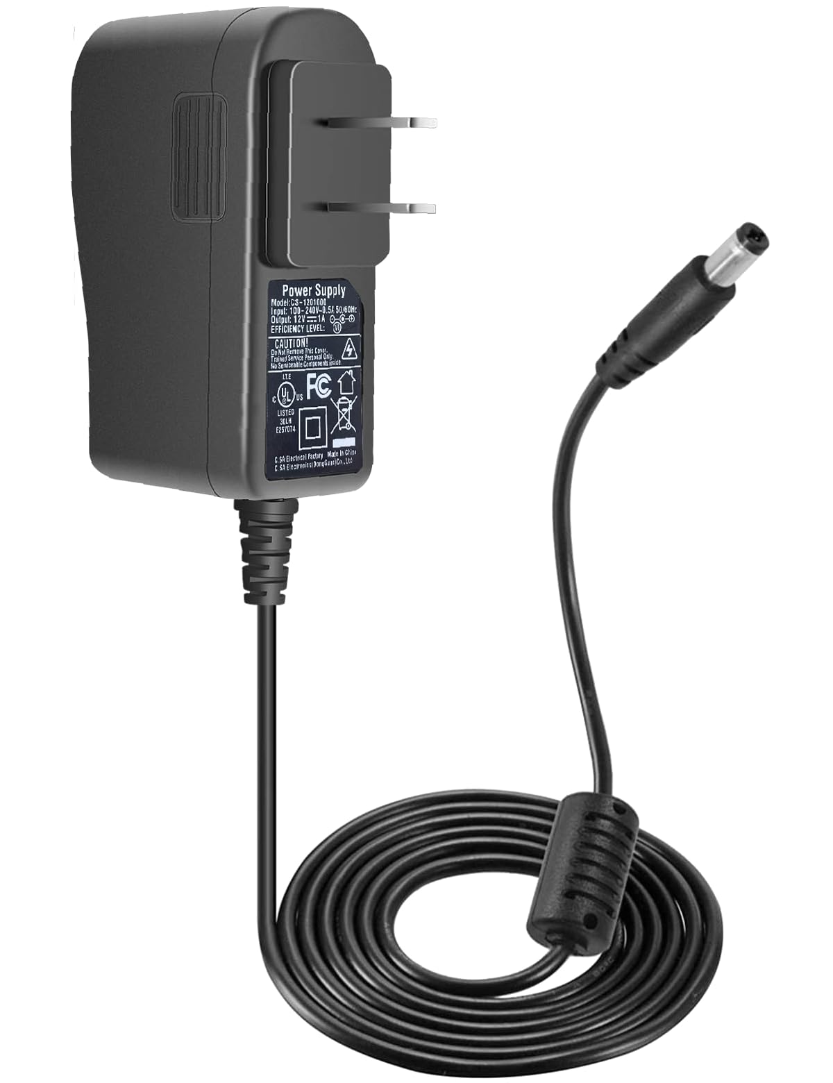 Tonton AC 100-240V to DC 12V 1A Power Supply Adapter, 5.5mm x 2.1mm Plug, DC 12V 1A Power Cord for LED Light Strip, CCTV Camera, DVR, NVR, Router,