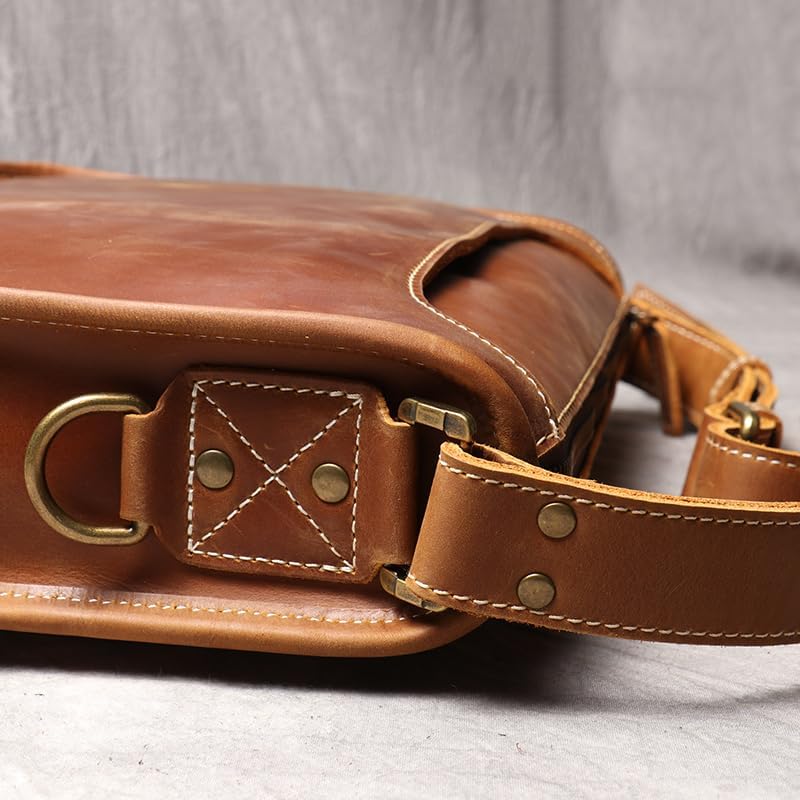 Leather Men's Messenger Bag Handmade Zipper Laptop Shoulder Bags