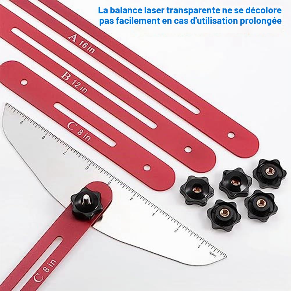 Gabarit de Marche D'Escalier Outil: Gabarit de Mesure D'Escalier Réglable de 9 Pouces à 54 Pouces pour les Marches D'Escalier, Adapté Aux Escaliers, Facile à Utiliser, Couleur Rouge.
