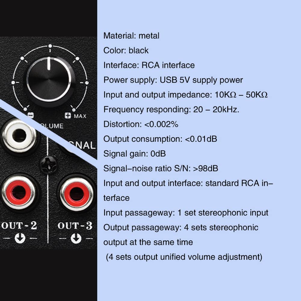 Separatore di sorgente segnale stereo 1 in 4 uscite audio RCA