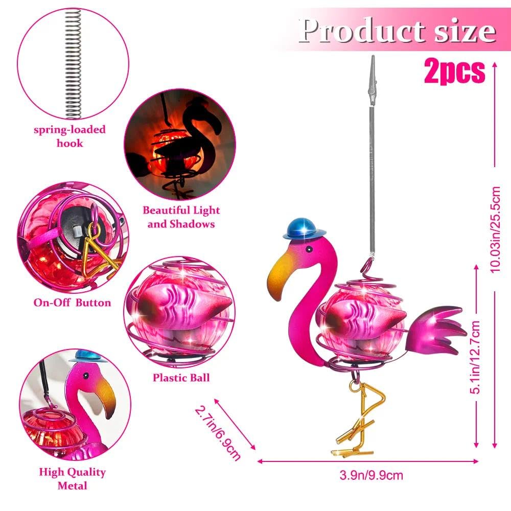 2 Pièces Lampes Solaires à Suspendre,Décoration Solaire,Lampe Solaire Flamingo,Imperméable, jardin,Balcon,Pelouse - 2