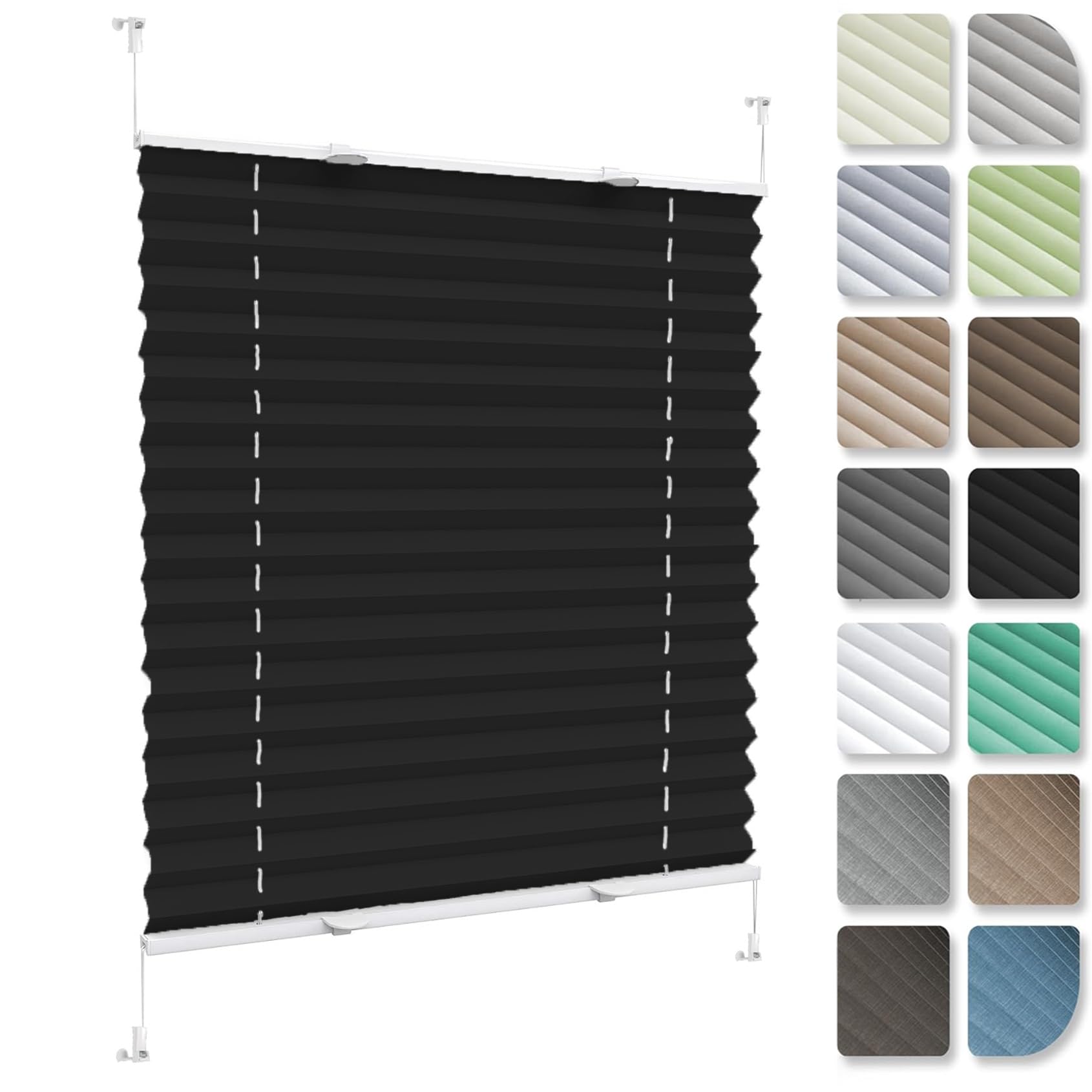 Stick on Blinds for Windows with Clips 70 x 185 cm (W x H), Easy to Install No Tools Needed Quick Fix, Venetian Blind Privacy Screen, Vertical Pleated Blinds, for Window Door, Black