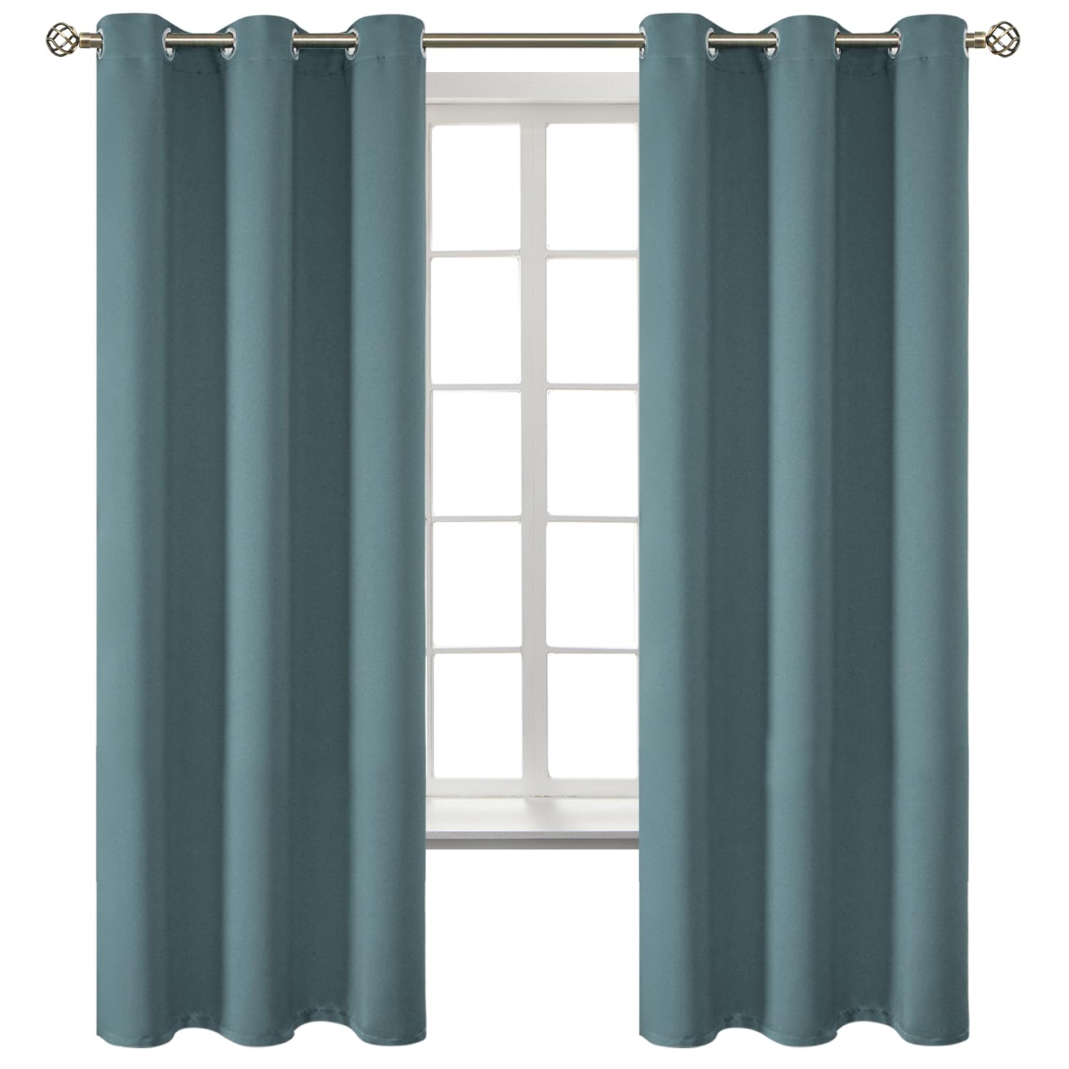 BGment Stone Blue Blackout Curtains for Bedroom 63 Inch Long - 2 Panels