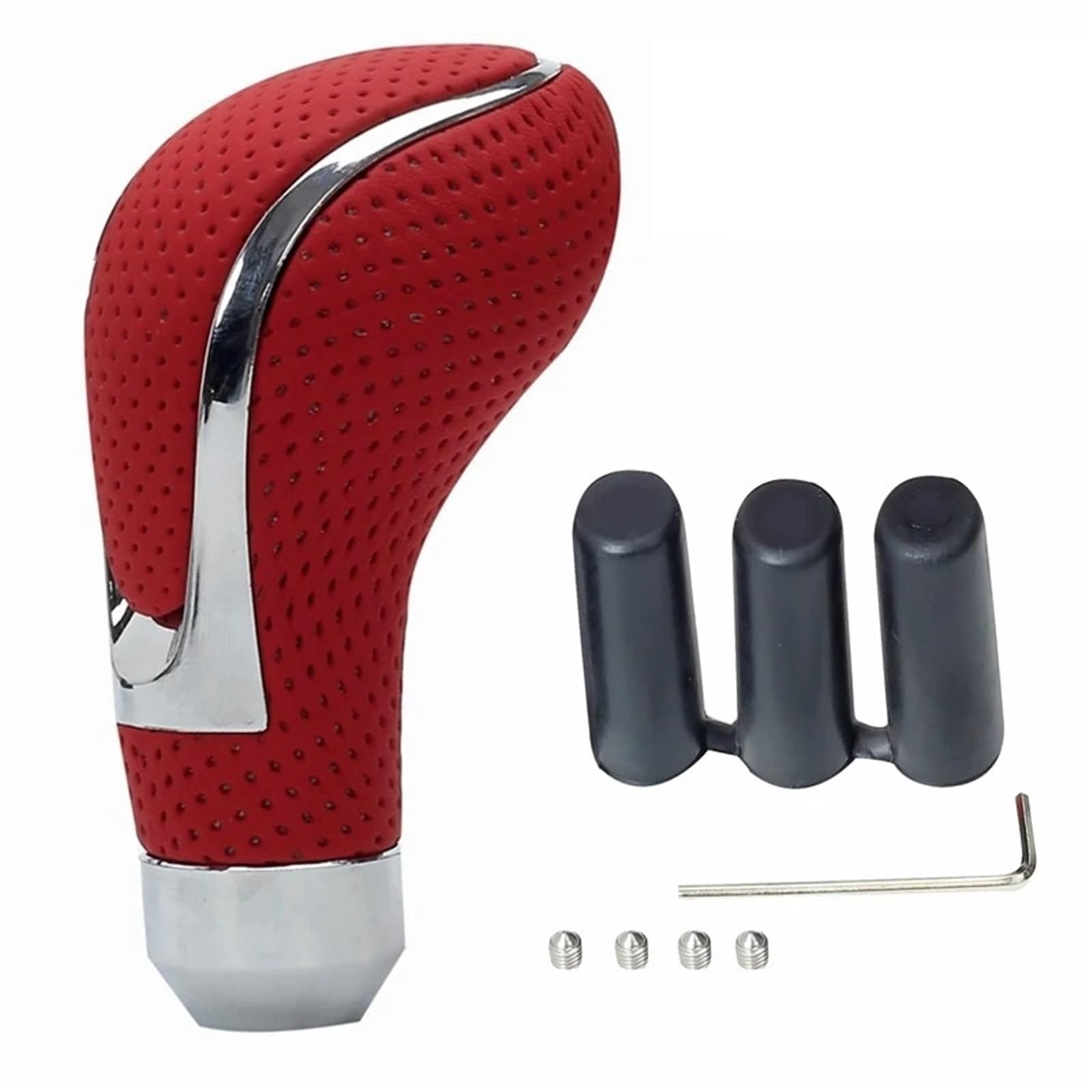 Jxewmtmc Red A Leather Black Red Gear Knob Car Shift Shifter Stick Lever Manual Transmission Gear Stick Shift Cover(Red A)