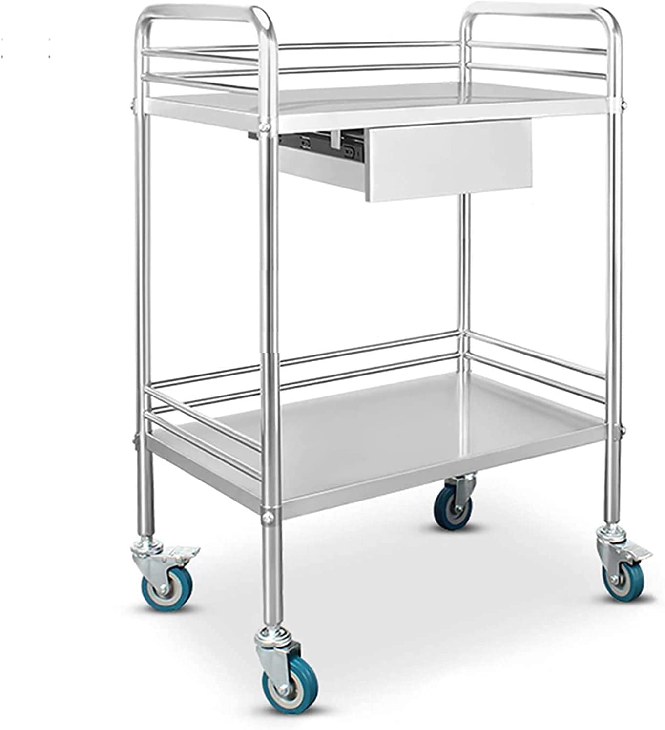 INDIAN DECOR ® 55789 Service Cart Medical Multifunctional Kitchen Trolley Stainless Steel With Lockable Wheels for Hospital Laboratory Hotels Beauty Salons