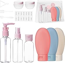 XAMILE Travel Bottle Set 13Pcs Travel Bottles for Toiletry, Leak Proof Refillable Squeezable Empty Containers with Bag for Toiletries, Shampoo, Conditioner, Lotion (13 Pcs Travel Bottle)