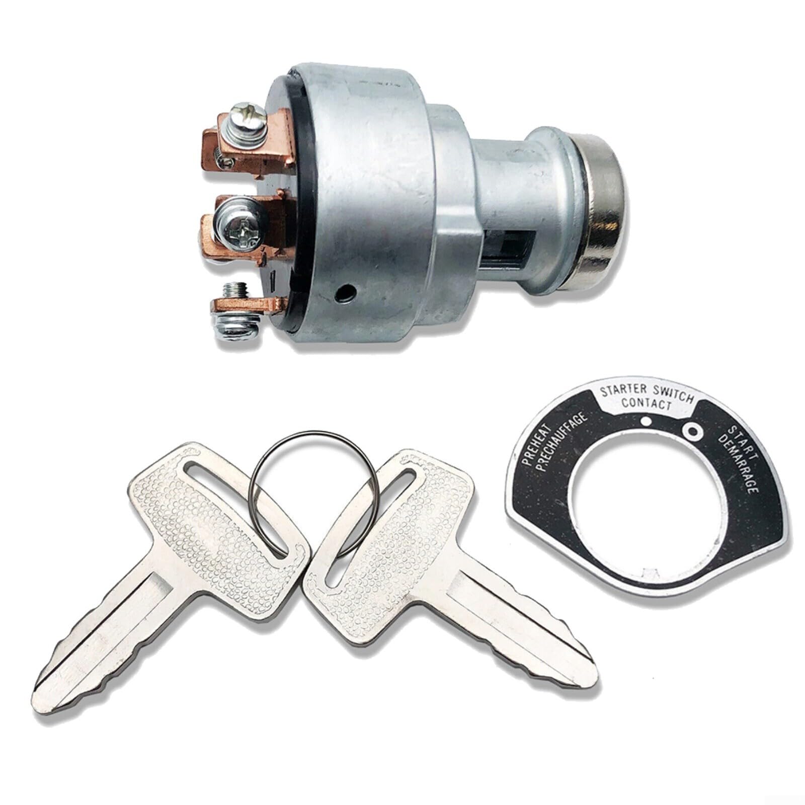KiraKira Interruptor Kubota para cortacésped diésel y de gas, número de pieza 66706-55120 1E013-63590, incluye 2 y junta, fácil instalación, plateado