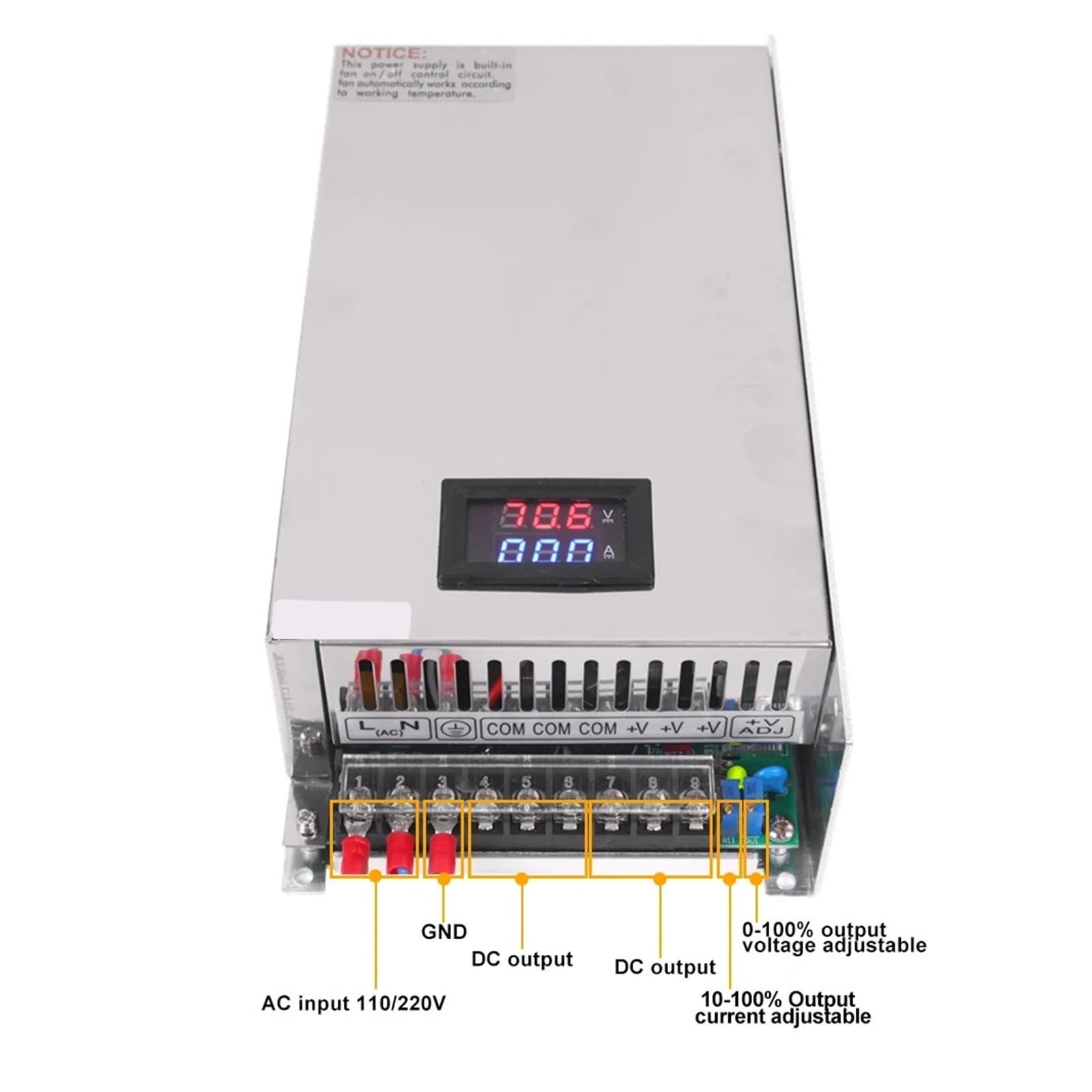500W 600W 1000W Schaltnetzteil 0-12V 15V 24V 36V 48V 60V 85V 200V LED Digital Display Netzteil Transformator Treiber Adapter Vielseitig und effizient(0-60VDC,1000W)