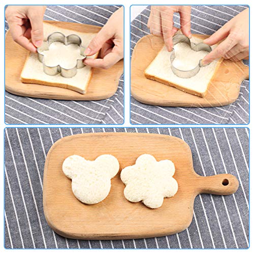 20pcs Cookie Cutter set, Mickey & Heart & Flower & Round Shapes Cookie Cutters Molds for Biscuits, Cakes, Vegetable and Sandwiches, 0.4mm Thickness & 2.5cm in height Stainless Steel Baking Tools