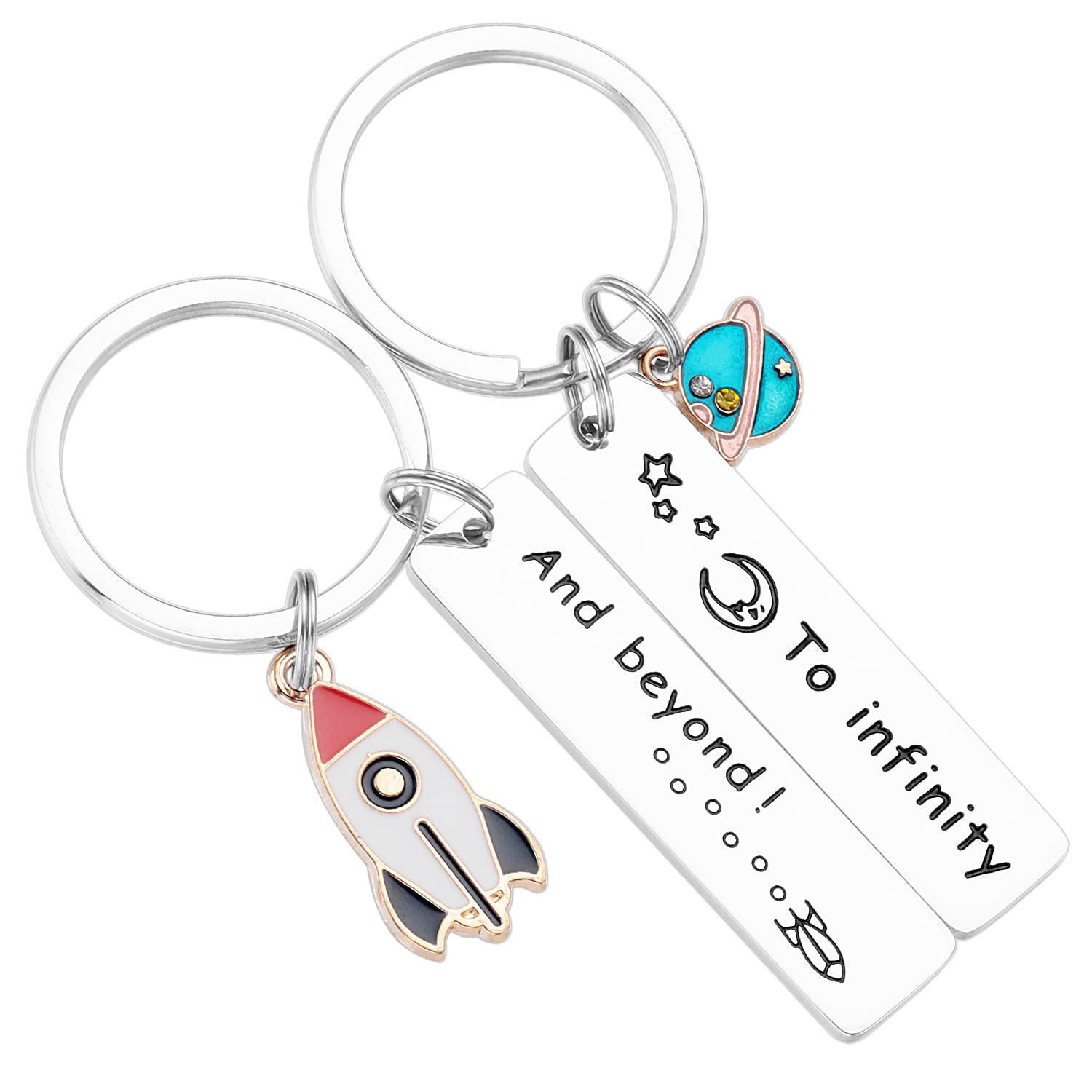 Couples Keychain Gifts for Boyfriend and Girlfriend Rocket Planet Keychains I Love You to Infinity and Beyond Keychain