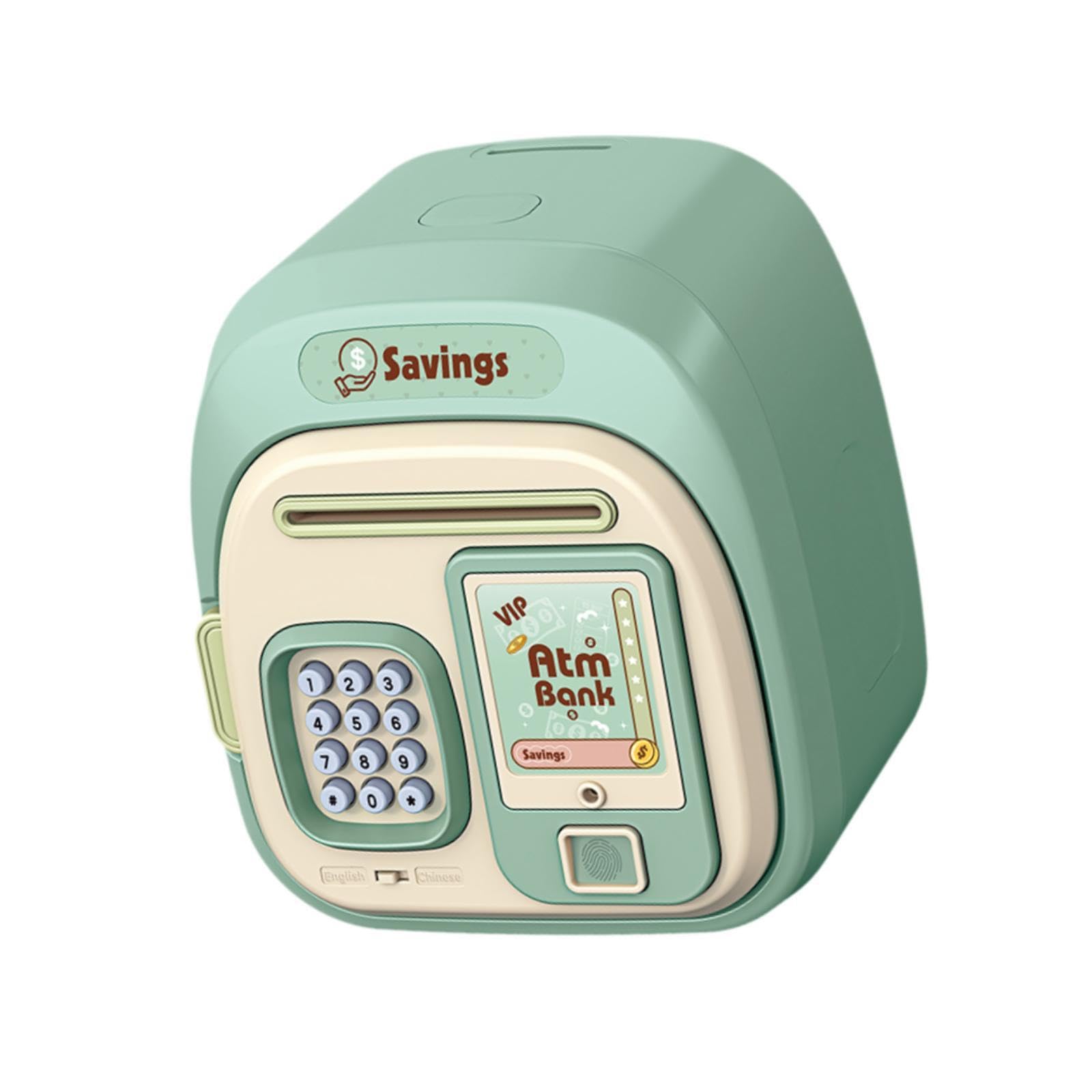 POXZSFX Piggy Bank Toys Crafted With Durable Materials In Cartoon Electronic Piggy Bank Kids Allowing For Secure Deposits And Withdrawals Cute Money Practical, green, 16.8x12.7x19cm