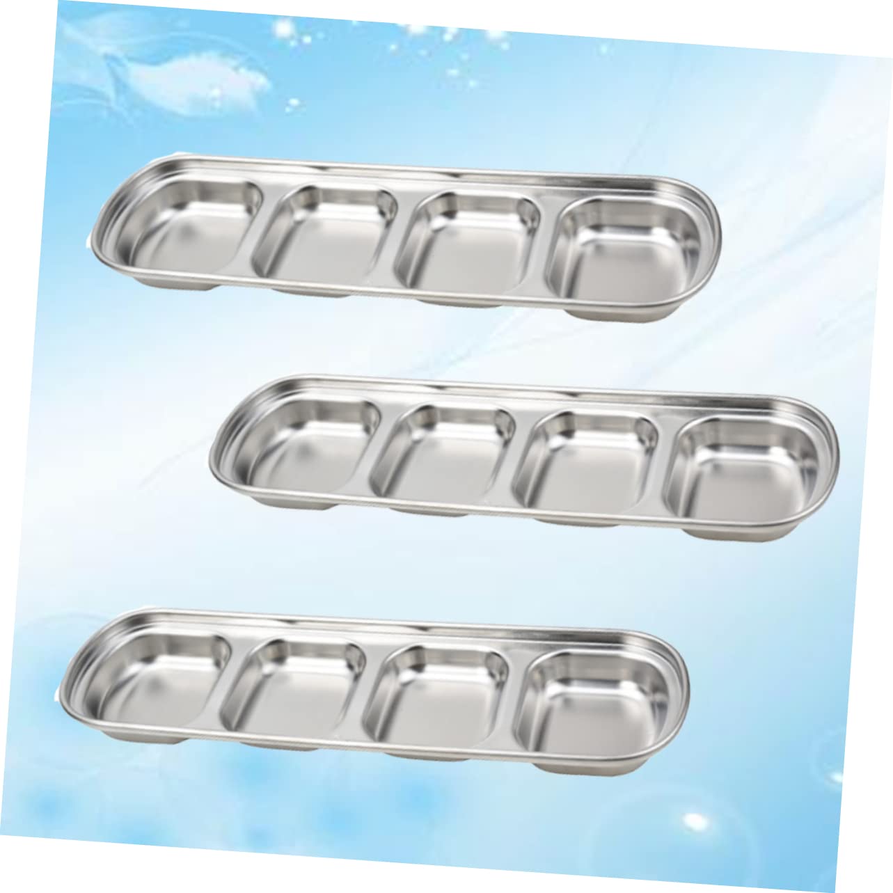 MUSISALY 3pcs Seasoning Dish Plate Serving Bowls Korean Dipping Sauce Dishes Snack Bowl with Dip Serving Trays Dips Sauce Bowls Soy Sauce Platters Containers with Lids Tins Silver re-usable