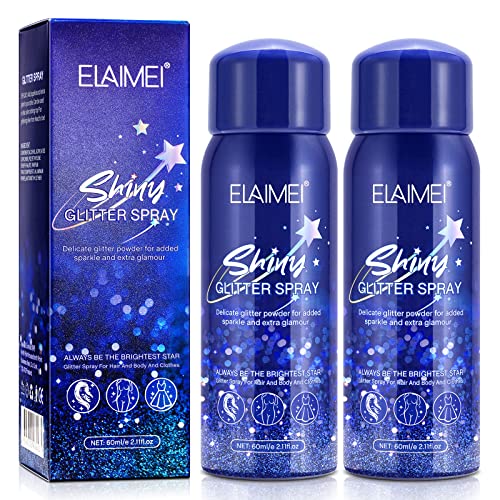 Spray de purpurina corporal para mujer, paquete de 2 unidades, spray brillante para piel, cara, cabello y ropa, spray de secado rápido, impermeable, festivales rave, maquillaje de escenario Cover