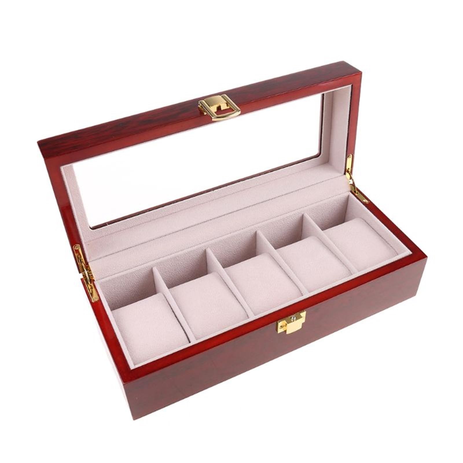 Collar Organizador Organizador Viaje por estuche con tapa de vidrio para hombres Wome 5 Slot Reloj Duración Caja de almacenamiento Joya Colina de joyas (10*5*5 cm) Joyero de joyería de joyería de