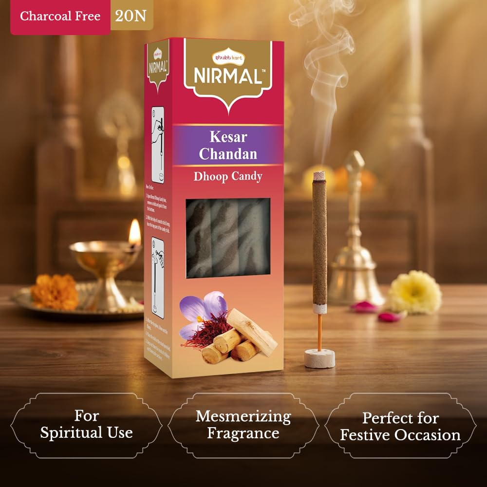 Shubhkart Nirmal Kesar Chandan Dhoop Candy 20N | Premium Dual Fragrance Pack for Puja, Meditation, and Relaxation, Festivals and Spiritual Events, Incense for Home, Pooja, Positivity 2