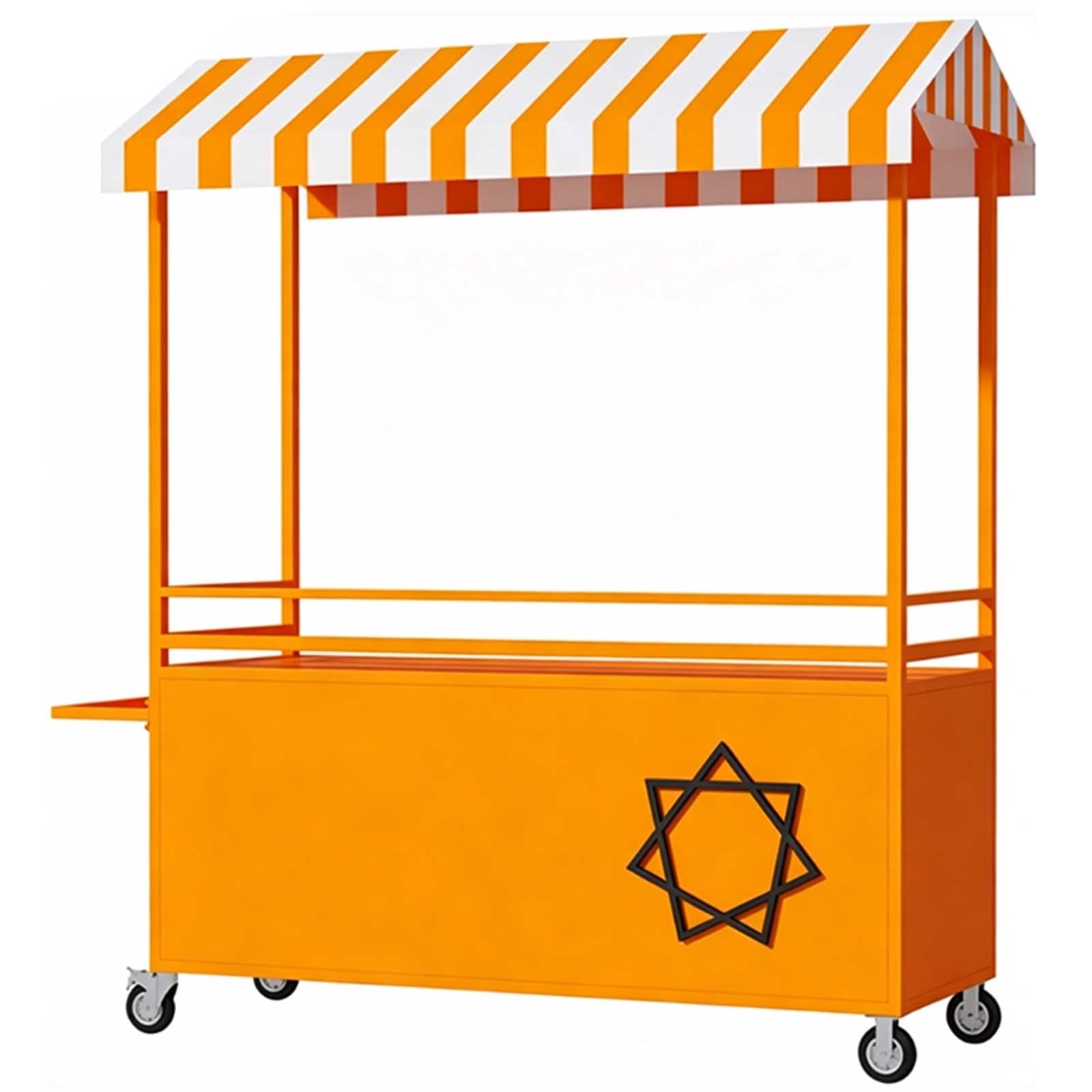 Mobiler Verkaufsstand mit Rädern, Mobiler Verkaufswagen Imbisswagen mit Überdachung und Griff für Märkte, Straßen und Veranstaltungen(Orange,170cm/67in)
