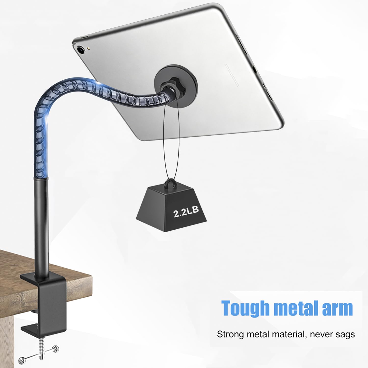 Supporto magnetico per tablet da scrivania, braccio a collo d'oca per iPad, supporto magnetico flessibile per iPad Magsafe, iPad Pro/Air/Mini, Galaxy Tabs, tutti i tablet e i telefoni da 4,7